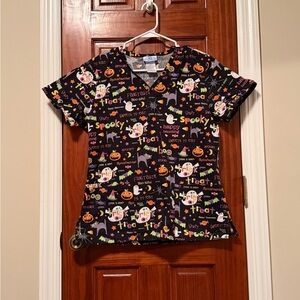 Halloween Themed Scrub Top